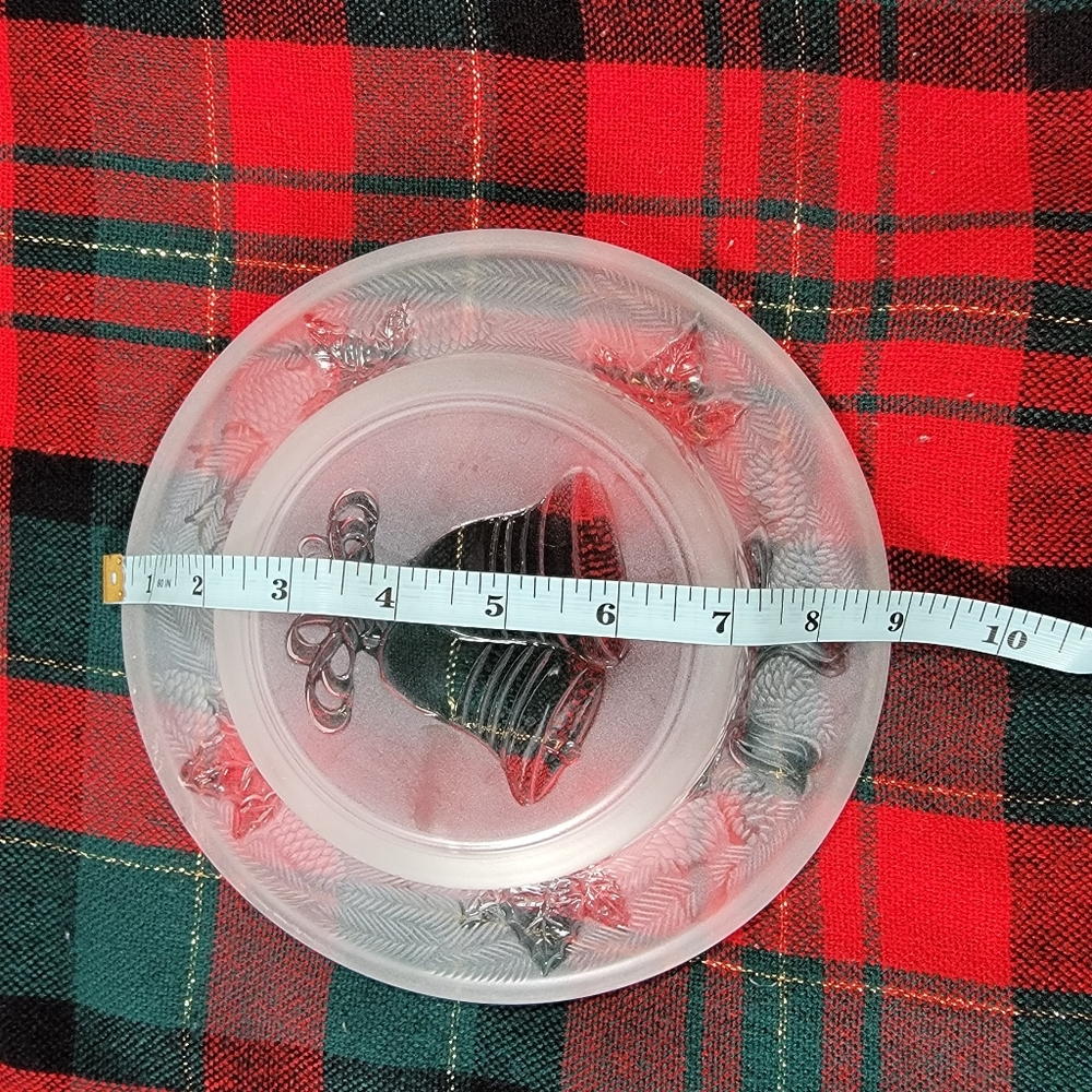 Celebrations 8" Frosted Seasons Greetings Glass Plate - Picture 4 of 4